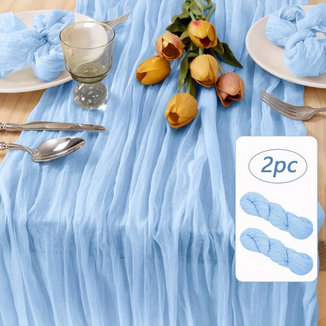 TEMU 2 szt. bieżników stołowych z siatki serowej w stylu bohemy, idealne na wesela, urodziny, baby shower i imprezy, z transparentnym wzorem do rustykalnej dekoracji stołu (jasnoniebieski)