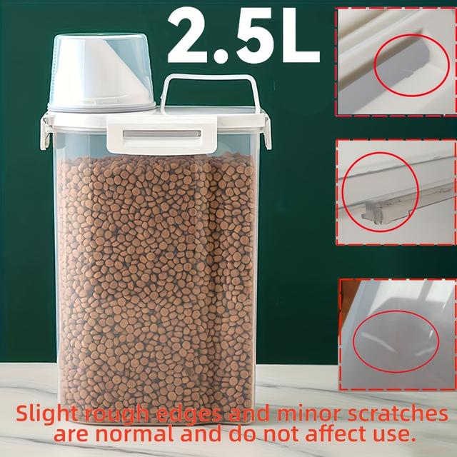 TEMU 1pc Airtight Pet Food Dispenser With Measuring Scoop - Transparent Leakproof & Moisture-proof Container, Dispensing For Dry Dog & Food, Freshness Keeper For Wet/c Dry Food Storage