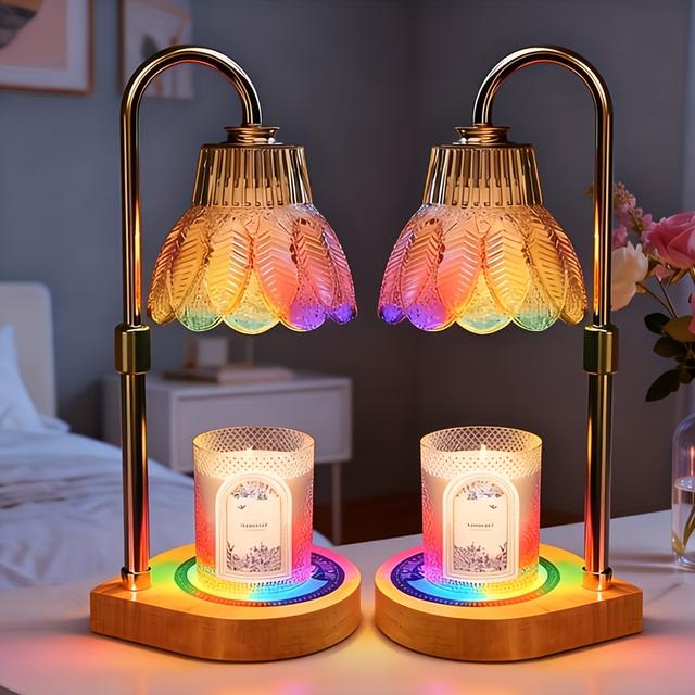 TEMU 2pcs Candle Warmer Lamp, Electric Candle Lamp With & Dimmer, Dimmable Candle Lamp Warmer, Adjustable Height, Timer, Bedroom Living Room Home Decor Wax Melt Warmer, No Bulb Included