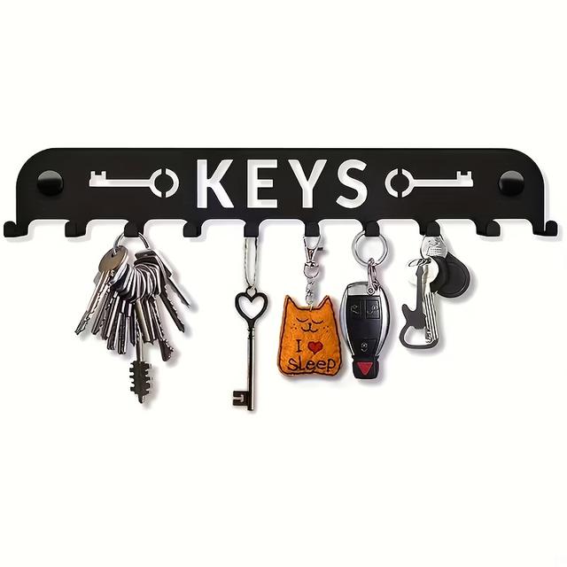 TEMU Heavy-duty Modern Black Metal Wall-mounted Door Hook & Key Holder - Space-saving Vertical Storage Shelf For Entrance Hall,, Bathroom - Installation, Entryway Organizer With Hanging Rack