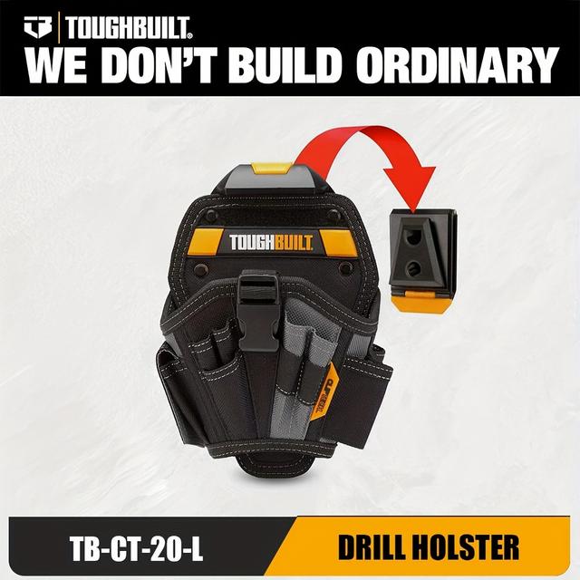 TEMU 1 Stück TOUGHBUILT Heavy-Duty Polyester Bohrerholster-Tasche mit , Nicht-elektrisches Elektrowerkzeug-Gürtelzubehör, Schwarz