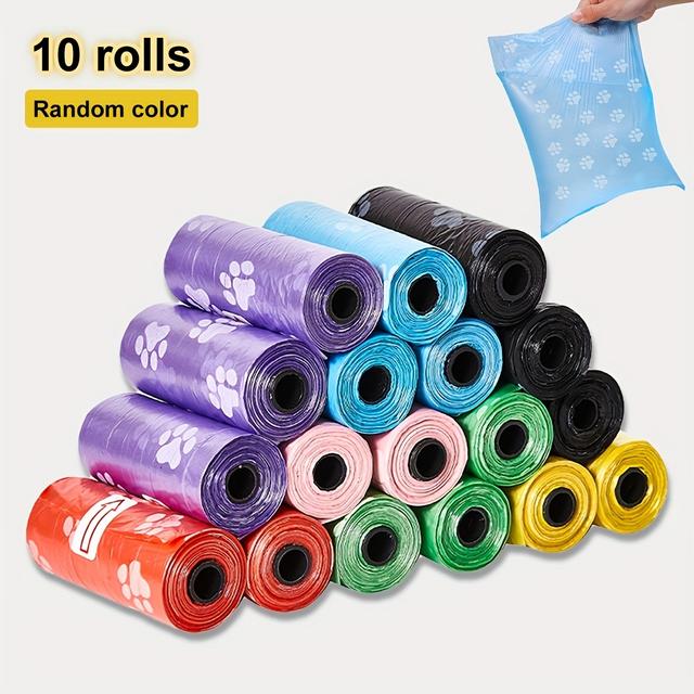 TEMU 10 Rolls Of Random Bags, Cat Poop Bags, Easy-tear Design, Paw Print Trash Bags