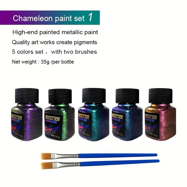 TEMU 35 Grams Per Color Cross-border Chameleon Pigments, Color Dynamic And Variable, 5-color Set To To A Of Crafts, The Color With The Light, High-end Leather, Rock, Pottery, Furniture, Crafts, Change