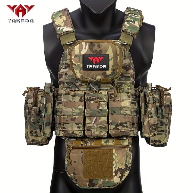 TEMU Front Triple Gear Pouch Outdoor Sports Vest With Badge, 8 Attachments, Expandable And Quick- Design For Multiple Outdoor Sports