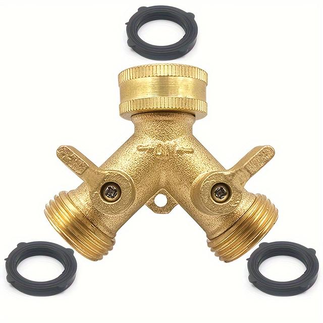 TEMU 1/2/4 Pack Of Brass Y-branch Hose Bibs With 3/4" Threads And 3 O-ring Gaskets - Perfect For Garden Irrigation And Watering Tasks