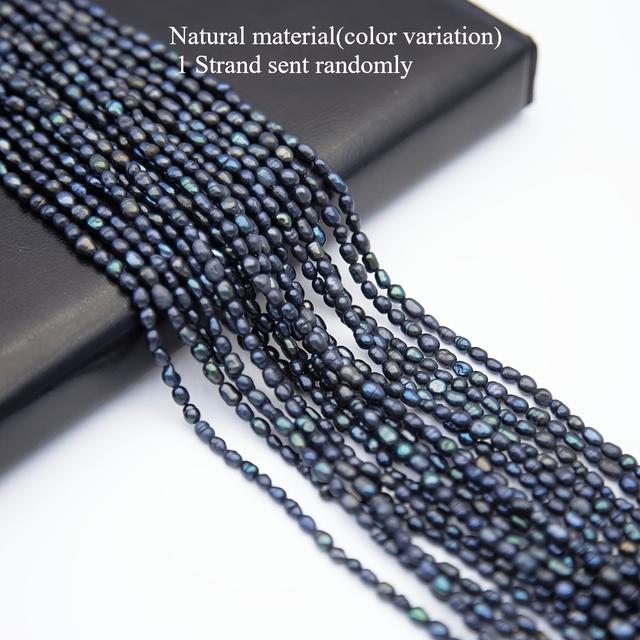 TEMU لؤلؤ طبيعي من الدرجة الأولى 3-4 مم - لؤلؤ أسود على شكل حبة الأرز، صغيرة مستديرة ولامعة لصنع المجوهرات اليدوية، إكسسوارات للقلائد والأساور والأقراط، لون أسود طبيعي بدون طلاء، مناسب للموضة العتيقة