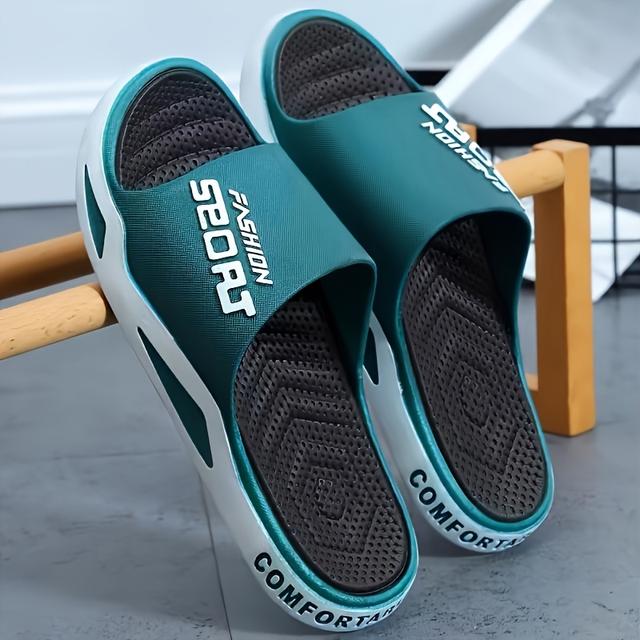 TEMU Trendy Oversized Flat Slippers For Home, Bathroom, And Indoor Use; Lightweight Soft-soled Suitable For Outdoor Sports And Comfortable Beach .
