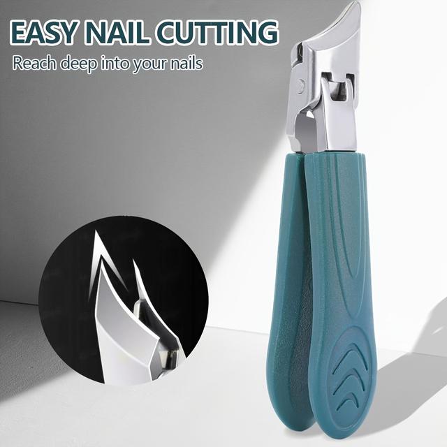 TEMU Ergonomic Thick Nail And Toenail Care Tool - Stainless Steel Precision Trimmer With Angled Design, Safety Guard, And Handle, Senior-friendly Nail Tool, Christmas Gift