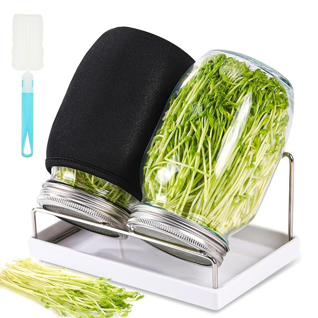 TEMU 【商品名】キット、2個のジャーキット、クォートジャー（ステンレス製スクリーン蓋付き）、1000ml栽培キット、ブロッコリ、豆、ルファの栽培用種子スプローター セット