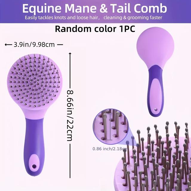 TEMU 1pc Durable Rubber Comb - Easy To Clean, An Essential Grooming Tool For Horses, Mane Comb & Tail Comb - Suitable For Cleaning And Detangling And Tails, Brush