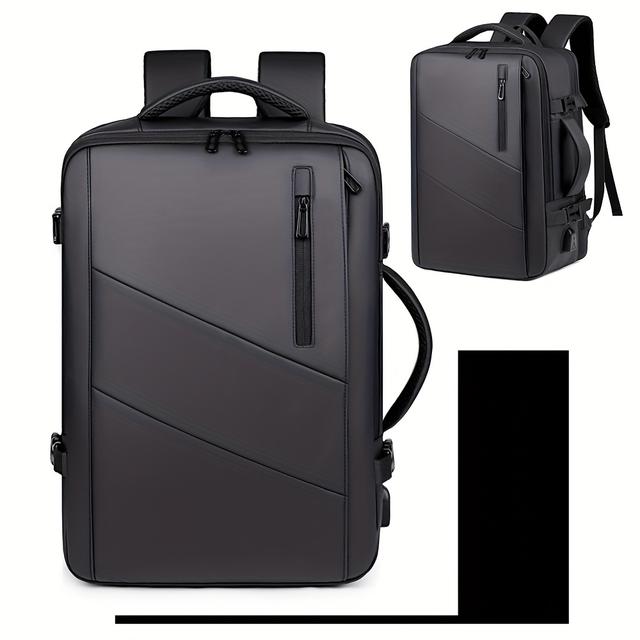 TEMU 유니섹스 비즈니스 여행 백팩 - 내구성 있는 옥스포드 원단, 15인치 노트북 수납공간 및 다중 포켓 & 조절 가능한 패딩 어깨끈 포함 - 세련된 블랙 디자인, 업무 및 캐주얼용, 안전한 지퍼 잠금