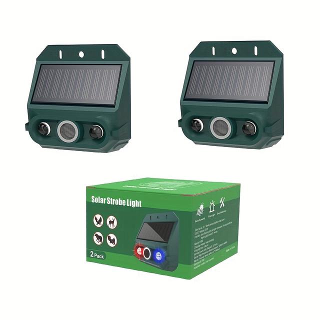 TEMU Solar Strobe Alarm With Red/blue Led Flashing, Technology Sound Alert Flash Warning Strobe Security Alarm System For Villa
