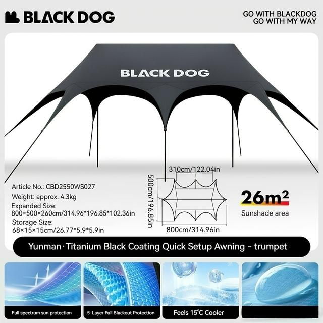 TEMU Black Canopy Tent For Outdoor Use, Featuring Blackout Material For Quick Setup, Ideal For Camping, Gatherings, Picnics
