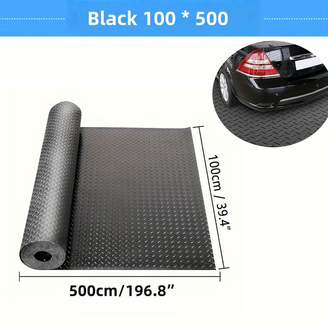 TEMU Durable Non-slip Rubber Floor Mat - Cut-to-size Garage, Gym, Warehouse & Mat With Textured Surface For Grip, Black, Garage Floor Mat, Gym Flooring, Textured Surface Mat, Flexible Flooring
