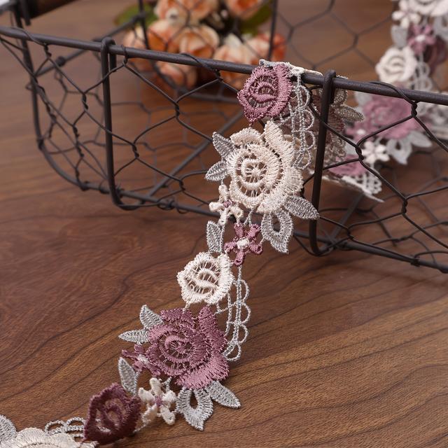 TEMU 2yards Rose Lace Trim Floral Trim Ribbon For Garments Accessories