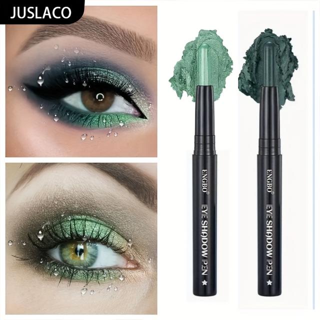 TEMU Mörkgrön och Ljusgrön Lyxig Skimmer & Matt Ögonskuggspenna Set - Lätt att Applicera, Långvarig, Vattentät Ögonmakeup - och Toner med och Gröna Highlighter, 9-18 Mångsidiga Nyanser