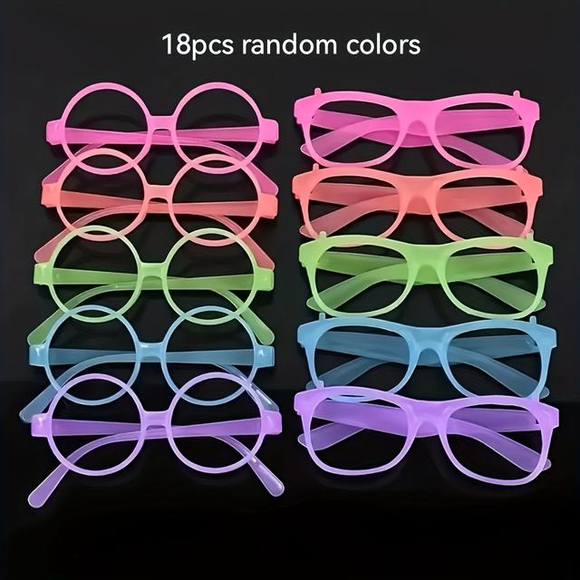 TEMU 18pcs Fluorescent Glasses, Unisex -the-dark Glasses - Plastic Luminous Glasses, No Power Needed, Colors, Suitable For Parties And Festive Celebrations