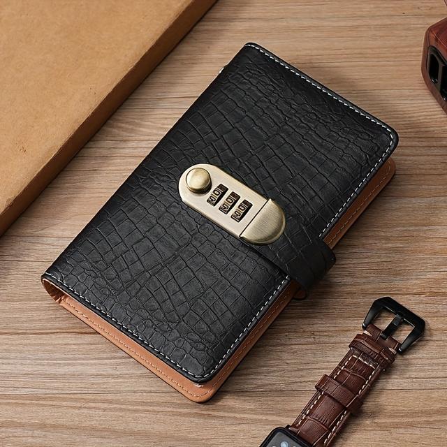 TEMU Fortgeschrittenes Passwort-Speicherbuch, Krokodilmuster-, Effiziente Speicherungsmethode, A6-Größe, Leicht zu transportieren