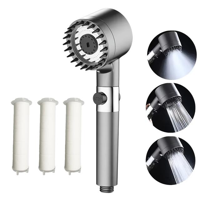 TEMU High-pressure Handheld Shower Sprayer With 3 - 360° Adjustable Detachable Showerhead, Pause Button Water-saving Design, For Bath/pet/garden Use (upgraded Water )