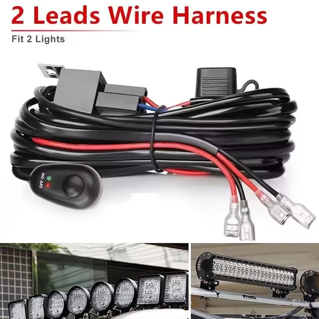 TEMU 300W LED-ljuslist Kabelharness Kit 16AWG med 12V 40A Relä På/Av-brytare för Off Road Truck SUV ATV UTV Båt