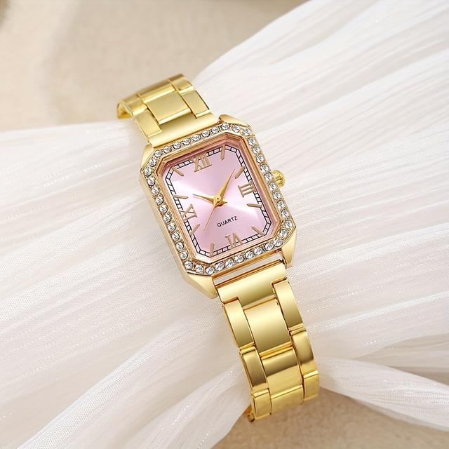 TEMU A Vintage Women's Watch With A Stainless Steel Strap, Exuding Charm, High-quality Ladies' , Luxurious Dress Watch, Elegantly Designed With Rectangular Quartz Style