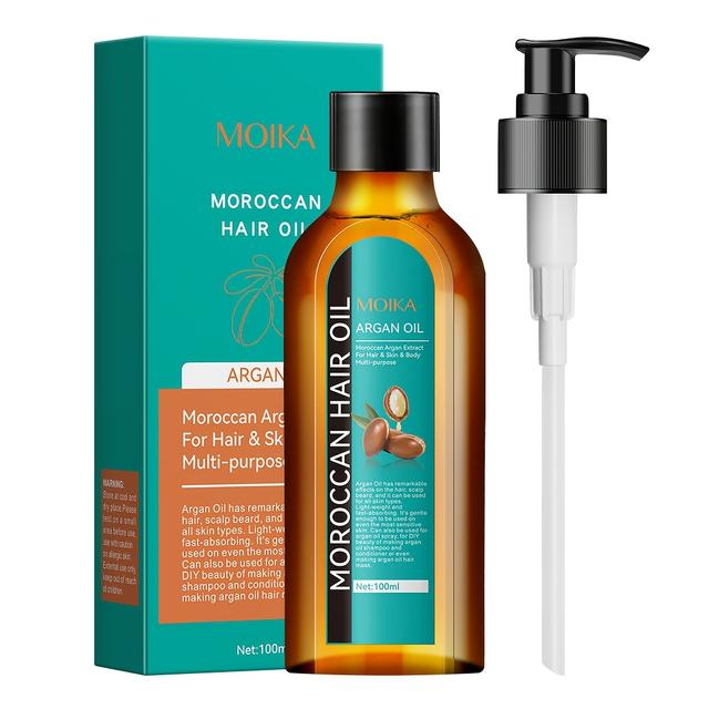 TEMU Moroccan Argan Oil - Suitable For All Hair Types - 100ml - Moisturizing Formula, Perfect Gift Essential Oil With Elegant Packaging, Rich In Moroccan Argan Oil
