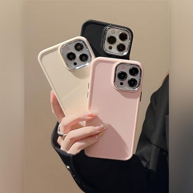 TEMU 3 Pieces Of Pink, Beige And Black Solid Color Large Hole Frosted Anti-fall Protective Mobile Phone Case Suitable For 15/14/13/12/11/7/8/7plus/8plus/xsmax/xs/x/xr