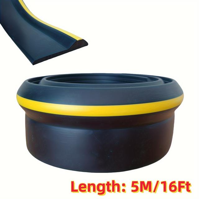 TEMU Garage Door Seal Strip - Weatherproof Rubber, Diy Replacement, Anti-slip Safety Design, Fits All Surfaces (10ft/16ft, Black)