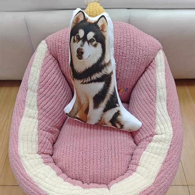 TEMU Custom Pet Photo Plush Pillow - A Personalized Animal-shaped Cushion Gift, Made Of Polyester Knit Fabric, In Mixed Colors, Suitable 0 And Up - An For Valentine's Day, Birthdays,
