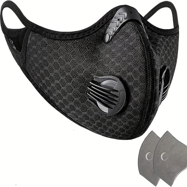 TEMU Unisex Respiratory Dust Mask That Fits Perfectly On , Reusable, Protects Against Pollen And Smoke, Comes With 2 Activated Carbon Filters And 2 Exhaust Valves, Breathable, Washable