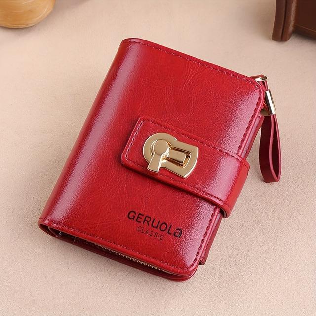 TEMU Neues Geldbörse für Frauen aus Echtem Leder, Faltbar mit Kurzem Reißverschluss und Kartenhalter, Integrierte Große Kapazität, und Exquisit