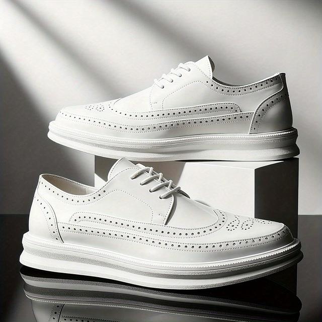 TEMU Herren Weiße Block Schuhe aus England mit dicker, weicher flacher Sohle, perfekt für Freizeit, Business, Hochzeiten und Büro, sowie atmungsaktive Optionen für Urlaub und Partys