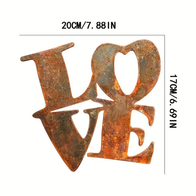 TEMU 【2d Flat】 [2d Flat] A Vintage Rust-colored Heart-shaped Iron Ornament, A Romantic Gift For Valentine's Day, Suitable For Outdoor And Tabletop Settings