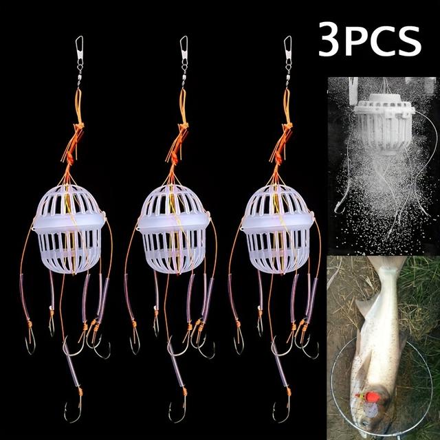 TEMU 3pcs Fishing Explosion Hook For Carp And Grass Carp - White, Flip Hook, Multiple Pieces, Silicone Material