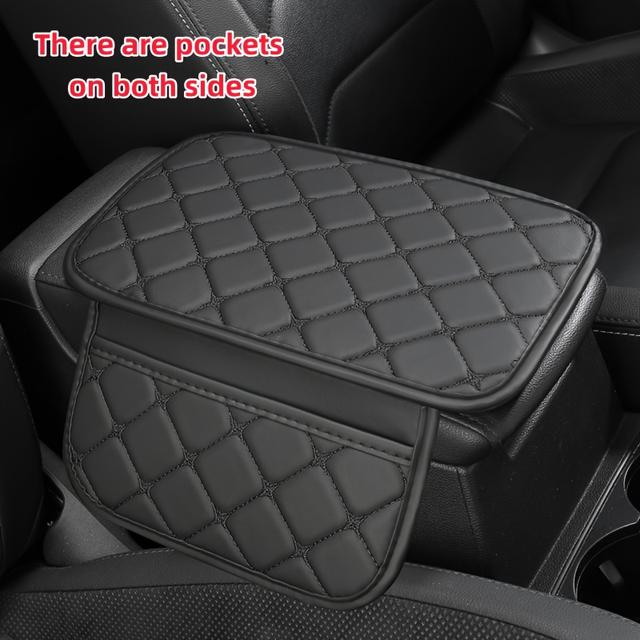 TEMU 4 Pattern Car Center Armrest Box Pad, Car Armrest Pad, Divided Into Double Pocket And No Pocket Models, Pu Leather Material, Receipt Bill Storage, 12in * 8in, Car Interior Accessories