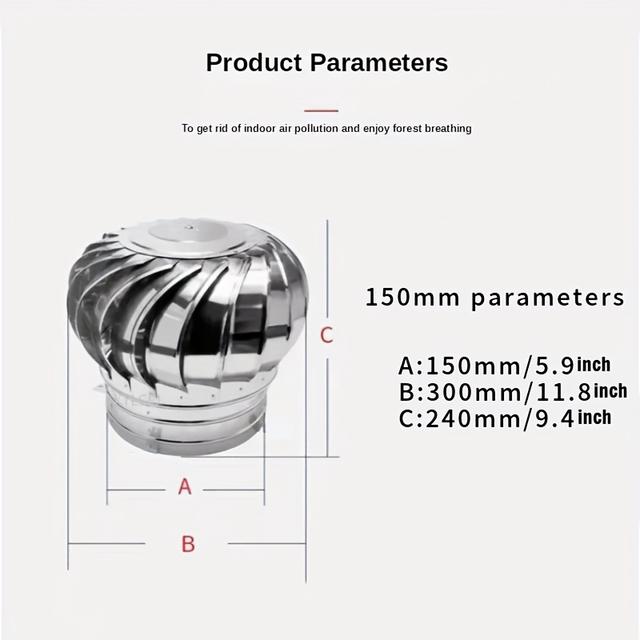 TEMU 4"-20"unpowered Roof Ventilation, Thickened 201 Stainless Steel Wind Turbine Ventilator, Rotating Ball, Suitble For Factory Farm Household Ventilation And Cooling, No-electric Exhaust Fan