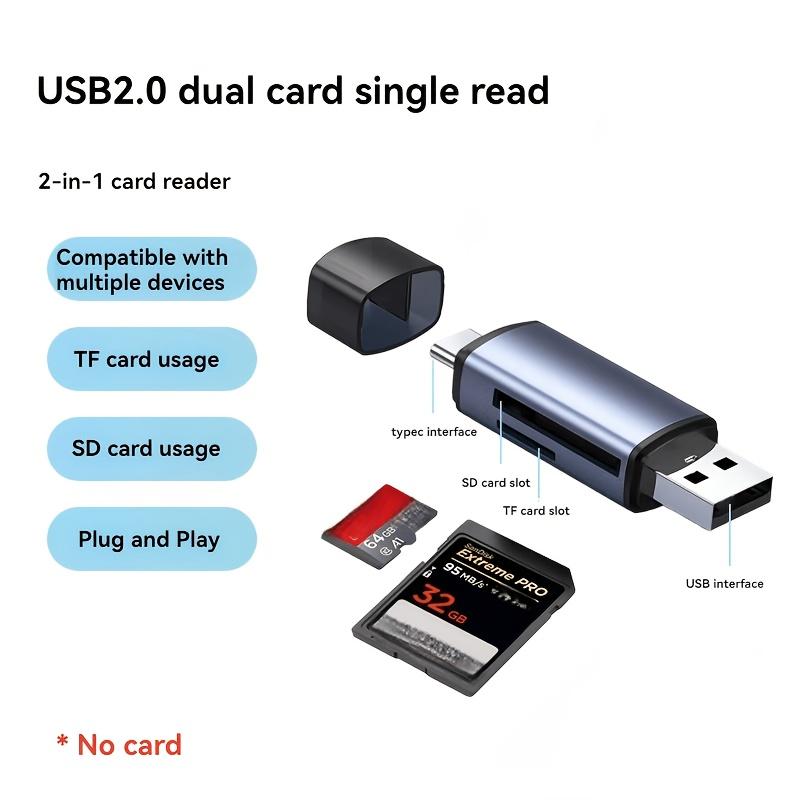 TEMU Mobile Otg Card Reader Compatible With Type-c To Usb Flash Drive Aluminum Desktop Usb Card Adapter Computer Tf & Sd Card Reader - Usb-c & Usb Adapter - Blue - For Laptops Phones