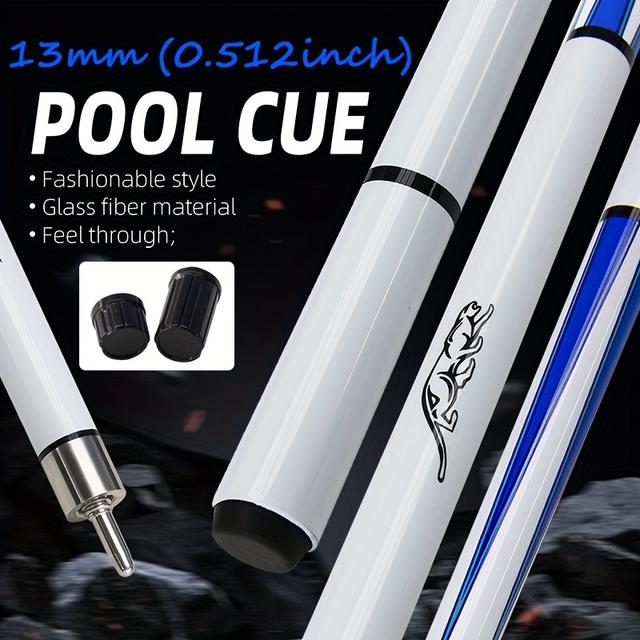 TEMU 13mm 카본 파이버 블루 당구대, 스타일리시하고 부드러운 3조인트 연결, 대회 훈련에 완벽. 선물 케이스 보호기 포함. 휴대용 1/2 섹션 디자인, 모든 당구 테이블 호환 가능, 19-21oz
