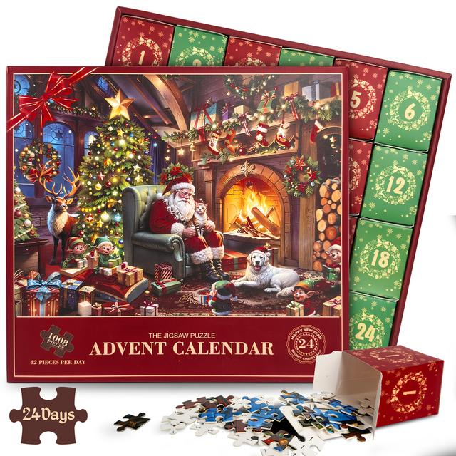 TEMU Christmas Advent Calendar Puzzle 1008pcs, Christmas Countdown Calendar 2025 Jigsaw Puzzle, Holiday Santa Puzzle 1008pcs,halloween