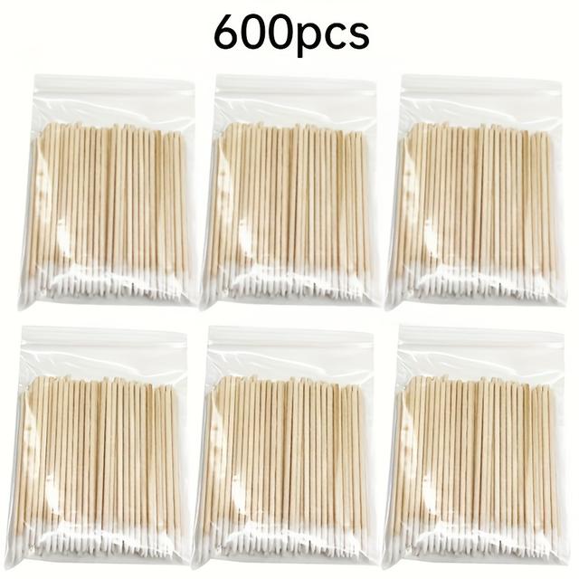 TEMU 600 hisopos para uñas - Palitos de limpieza de precisión para puntas de uñas, esmalte y detalles de manicura, inodoros, herramientas de nail art, suministros para decoración de uñas