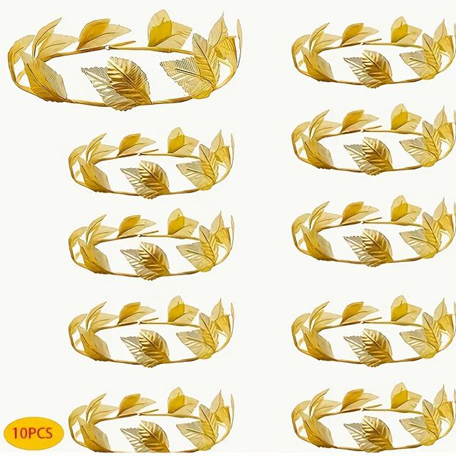 TEMU Set de 10 coronas florales doradas con hojas, diademas para adornos de de Halloween