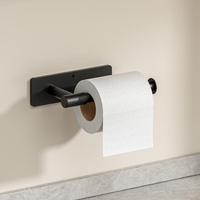 TEMU 1pc Modern Wall-mounted Toilet Paper Holder With Self-adhesive Installation - No Drill Installation, Space-saving Bathroom Organizer
