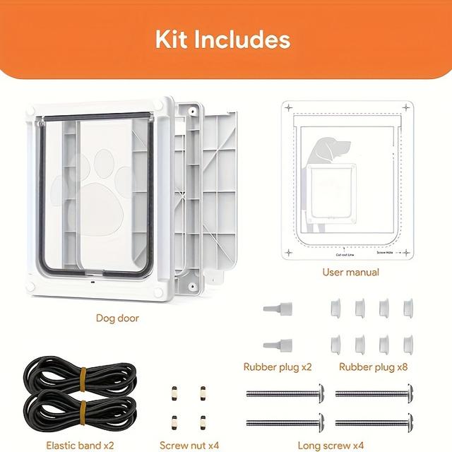 TEMU Pet Doors For Dogs And Cats, Allowing Controlled Entry And Exit In Directions, Suitable For Pet Supplies And Kennels
