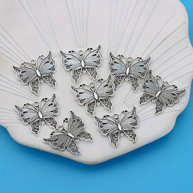 TEMU Set Of 8 Charm Pendants, Antique Silvery-plated Connectors, Ideal For Small Business Supplies. Made Of Alloy, Pendants Are Perfect For Necklaces And Earrings For Jewelry