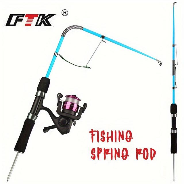 TEMU Ftk Carbon Steel Fishing Rod With Automatic Spring Holder - , Medium Action - Christmas & Valentine's Gifts