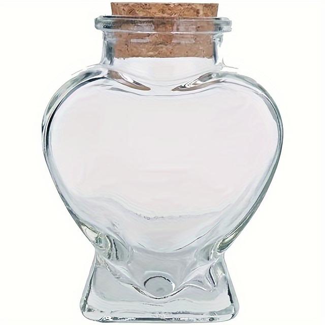 TEMU Corked Heart-shaped Glass Jars, 2.7 Ounces Wish Bottles, 80ml Glass Storage Containers