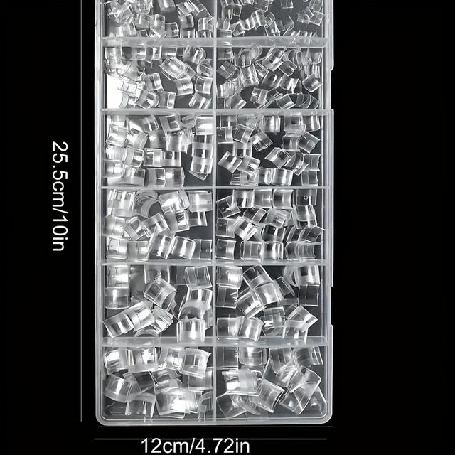 TEMU 600pcs Square Short Press On Nails, Transparent Glossy French Tip, Easy To Apply No-filing Nail Tips Set