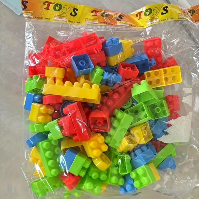 TEMU 182pcs Colorful Large Building Blocks Set - Diy Plastic Educational Toy For Kids, Perfect For Halloween, Thanksgiving, And Christmas Gifts, Random Colors