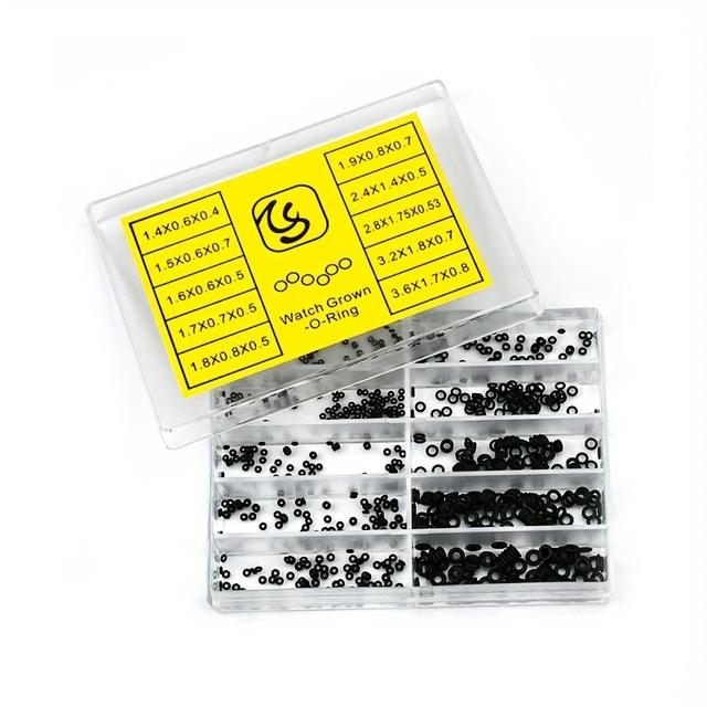 TEMU กล่องหนึ่ง มงกุฎนาฬิกา กันน้ำ แหวนโอ-ริง ยางหลายแบบสำหรับนาฬิกาชิ้นส่วนซีลกันฝุ่น เครื่องมือซ่อมนาฬิกา C007