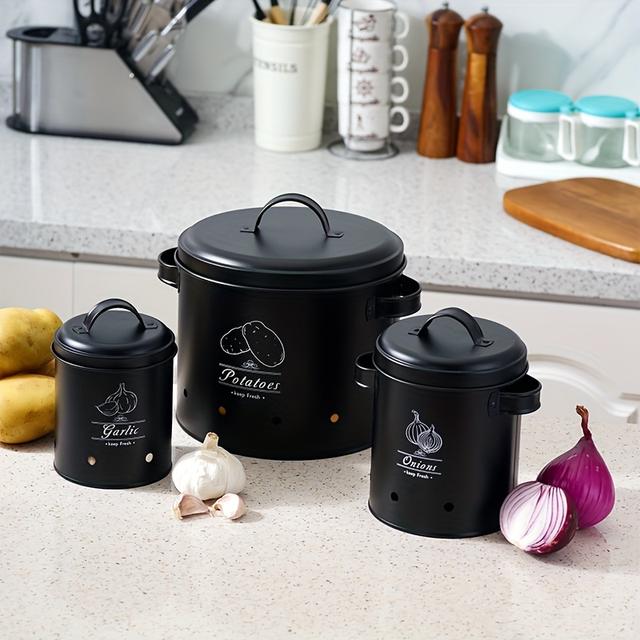 TEMU Depósito de almacenamiento de 3 piezas para ajo, papa y cebolla